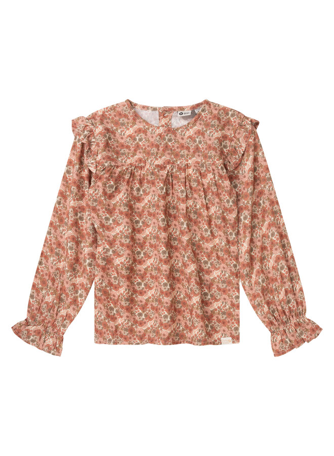 Shirt longsleeve flower - Beige melange