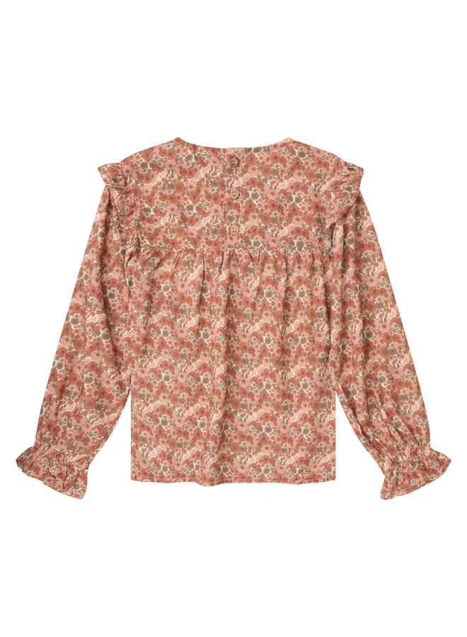 Daily7 - Shirt longsleeve flower - Beige melange