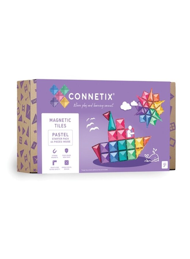 Connetix Tiles - 64pc - Pastel Starter Pack