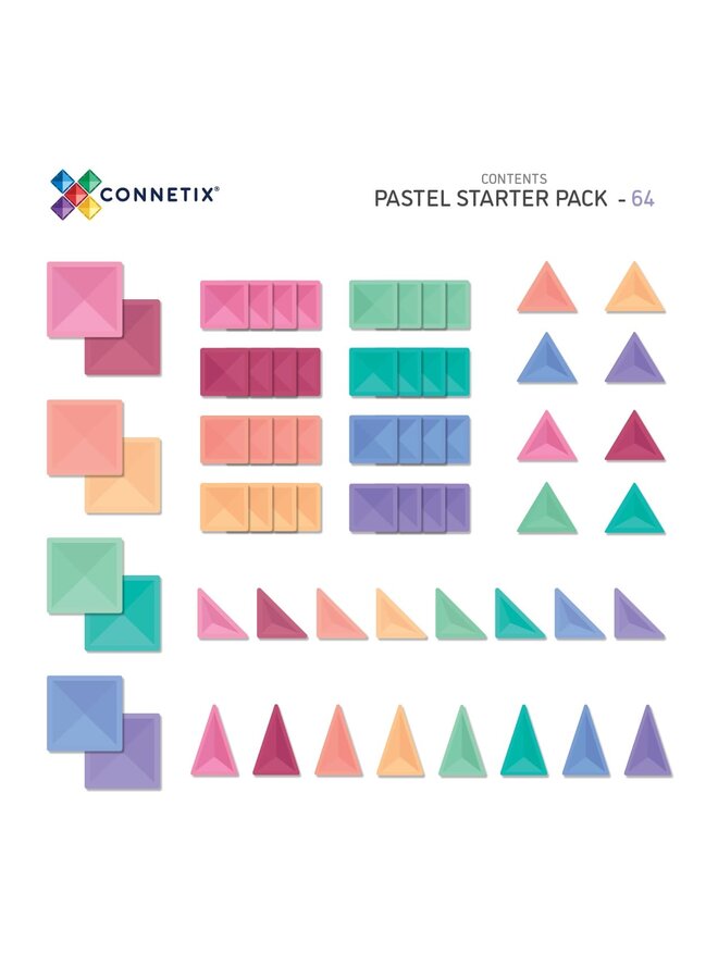 Connetix Tiles - 64pc - Pastel Starter Pack