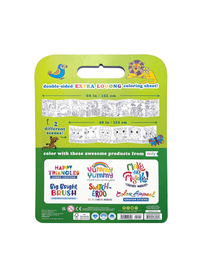 Ooly - 118-310 Color-A-Looong fold out coloring book – Safari family