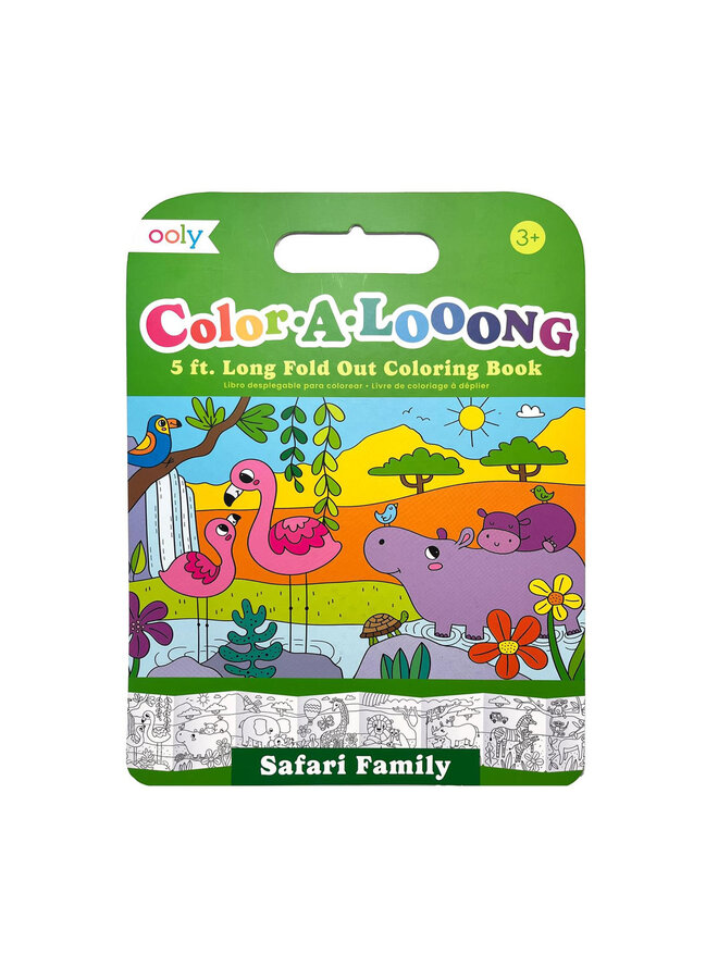 Ooly - 118-310 Color-A-Looong fold out coloring book – Safari family
