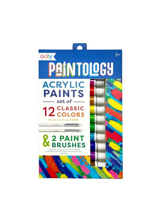 Ooly - 126-028 Paintology acrylic paints + 2 brushes – Classic colors