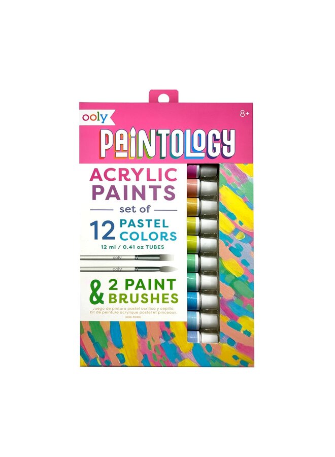 Ooly - 126-029 Paintology acrylic paints + 2 brushes – Pastel colors