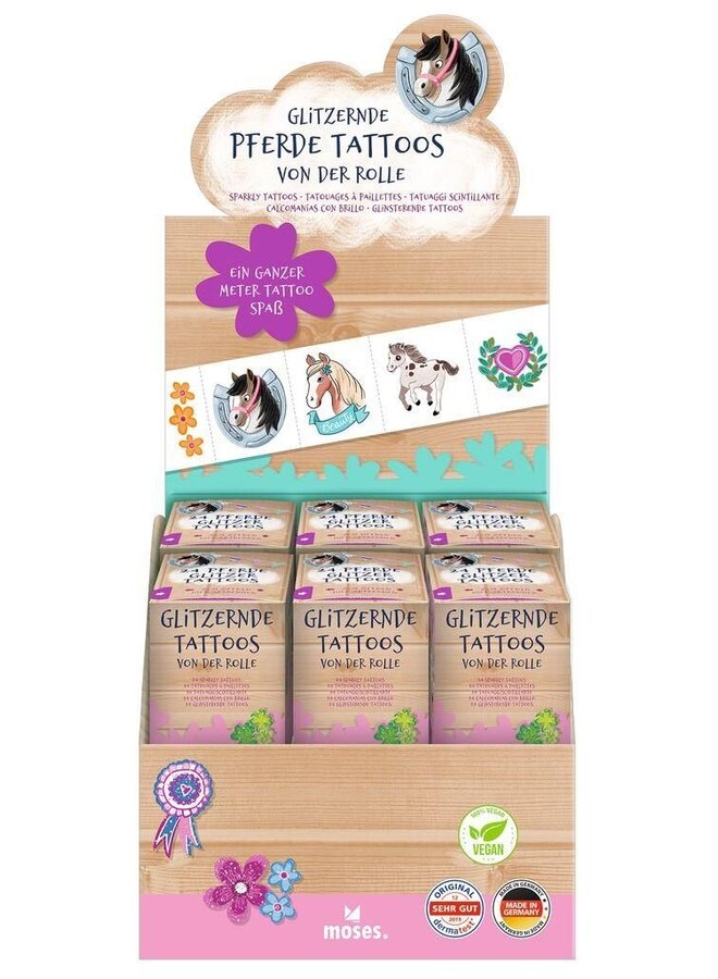 Moses - 38140 – 24 paarden glitter tattoos op rol