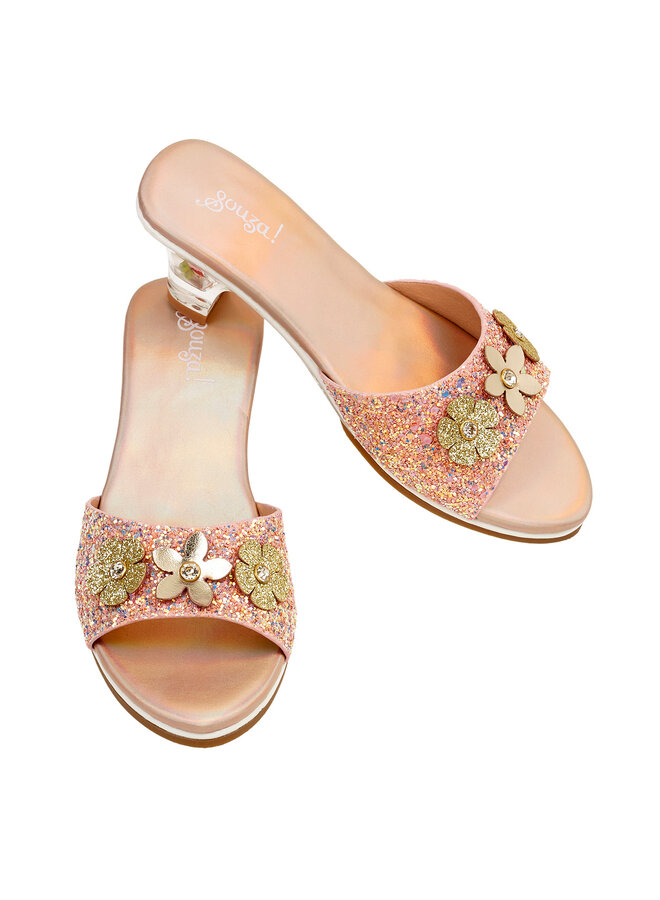 Slipper hoge hak Clarisse – Zalm metallic