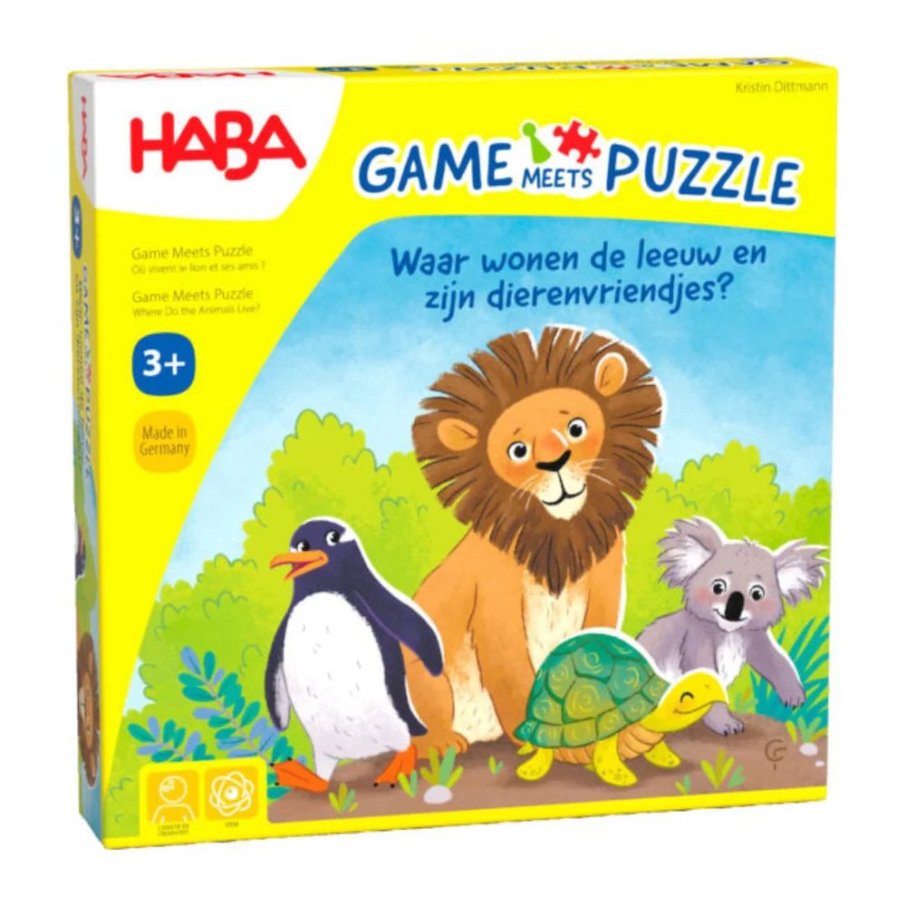 Haba - Game meets puzzle – Waar wonen de leeuw en zijn dierenvriendjes?