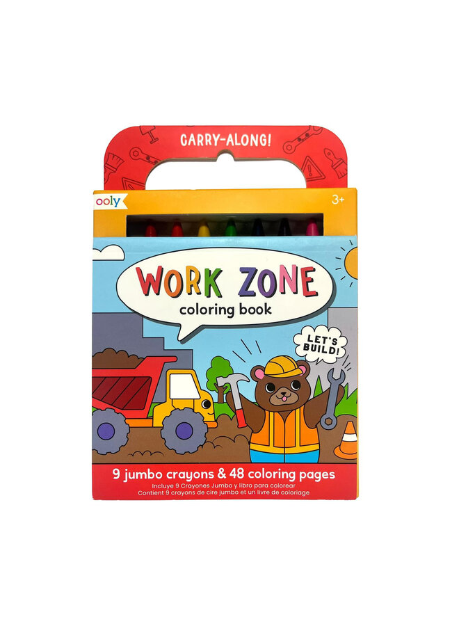 Ooly - 138-027 Carry Along Crayons & Coloring Book Kit - Work Zone