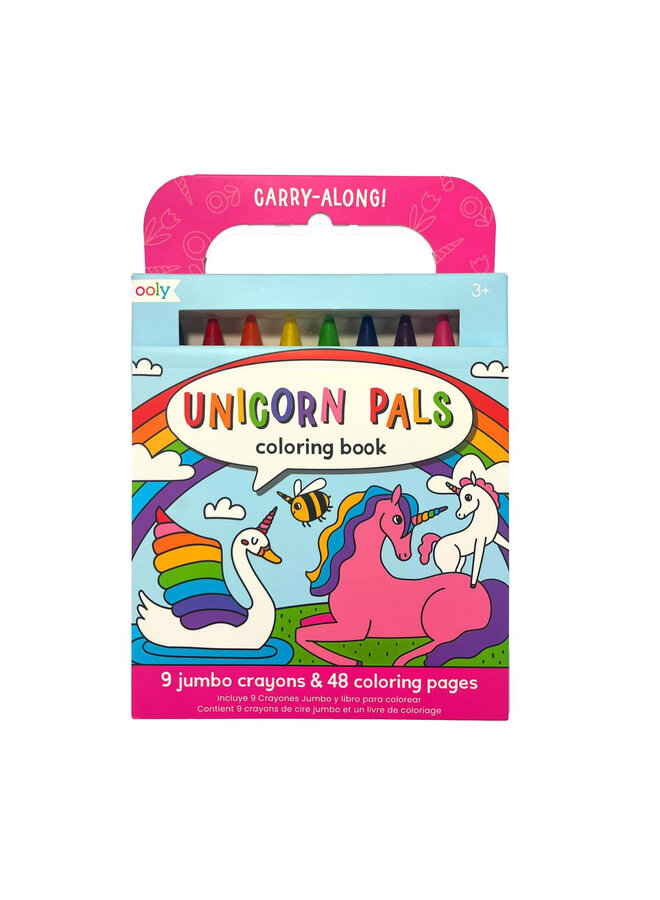 Ooly - 138-026 Carry Along Crayons & Coloring Book Kit - Unicorn Pals