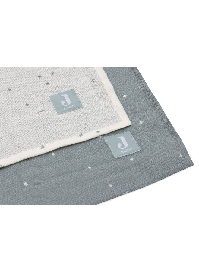 Jollein - Hydrofiele doek large 115x115cm - Twinkling sea green (2pack)