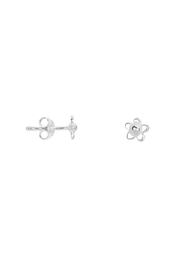 Mini Flat Flower Dot Stud – Silver