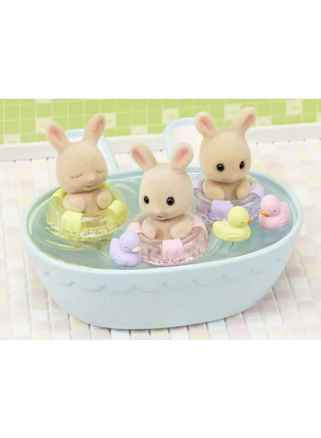 Sylvanian Families - Drieling baby crème konijn badspeelset