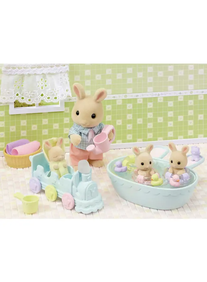 Sylvanian Families - Drieling baby crème konijn badspeelset