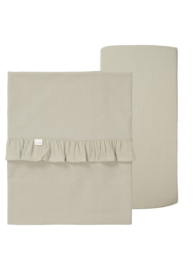 Koeka - Laken en hoeslaken set ruffle Faro - Sage