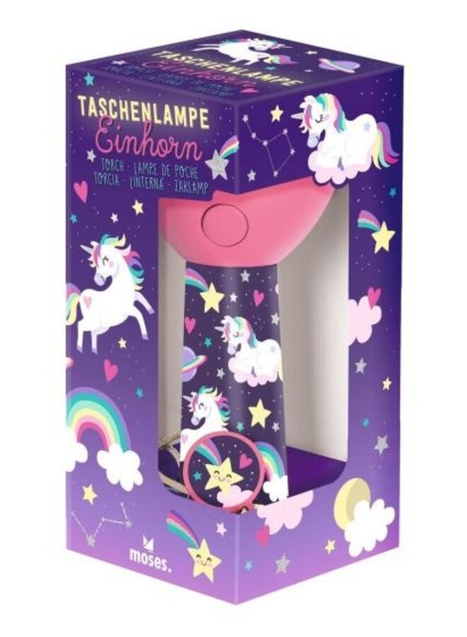 Moses - 38246 – Zaklamp eenhoorn 14 cm LED oplaadbaar