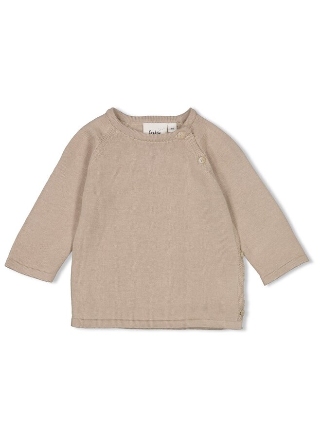 Overslag sweater gebreid – Essential Knits – Taupe