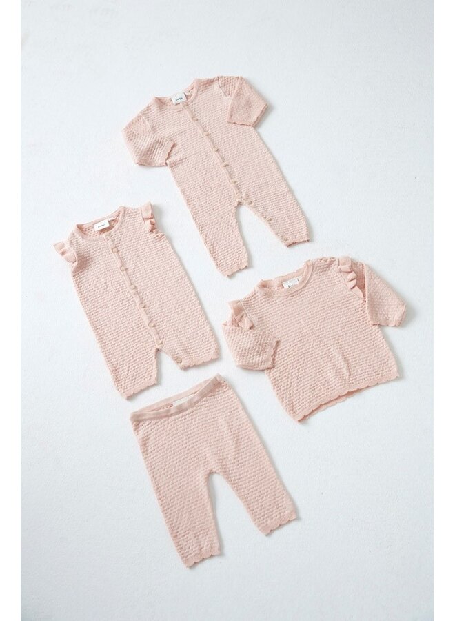 Feetje - Pak gebreid pointelle – Essential Knits – Roze