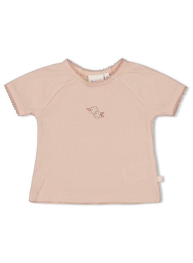 T-shirt pointelle – Flower Field – Roze