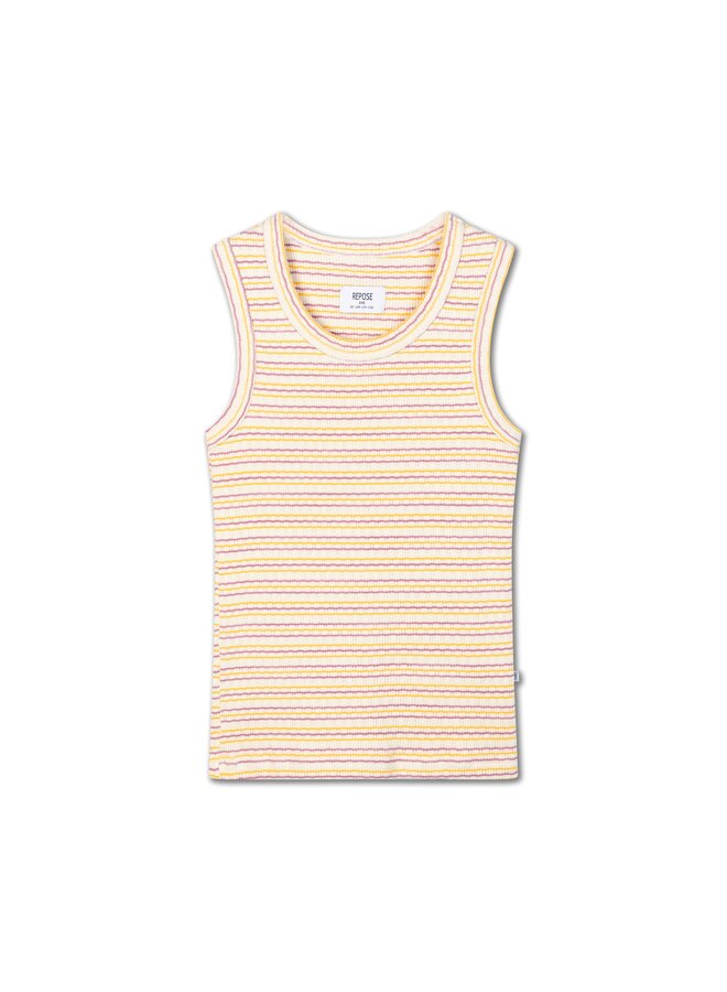Repose AMS - Slim singlet – Fine buff orchid stripe
