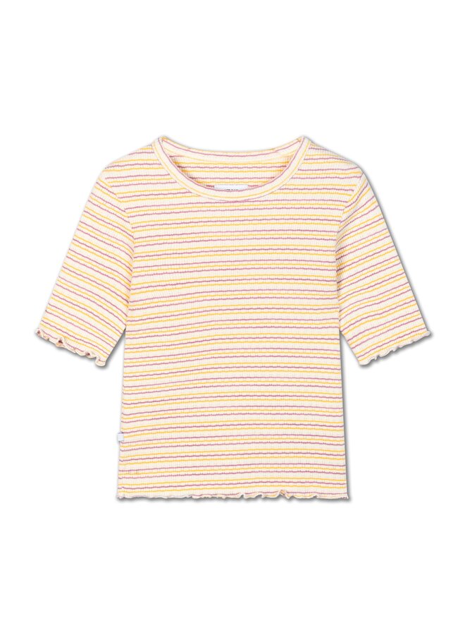 Repose AMS - Slim tee – Fine buff orchid stripe