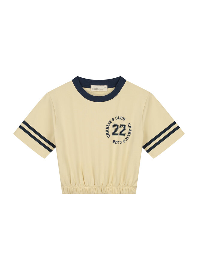 Charlie Petite - Lianne t-shirt – Cream/indigo