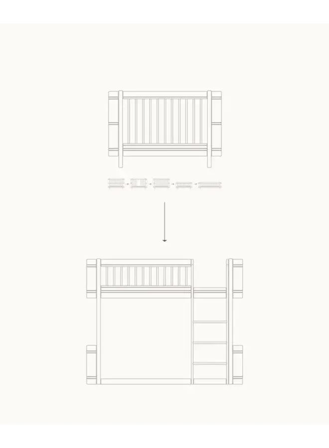 Oliver Furniture - Conversion Kit - Mini+ cot bed incl. junior kit to low loft bed, white/oak
