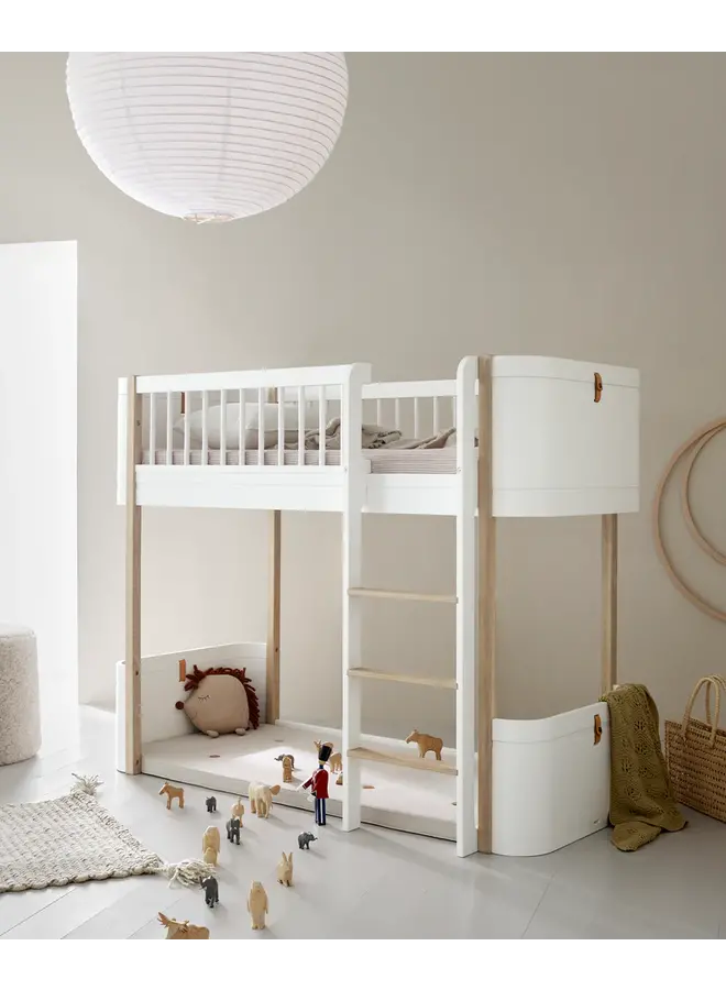 Oliver Furniture - Conversion Kit - Mini+ cot bed incl. junior kit to low loft bed, white/oak