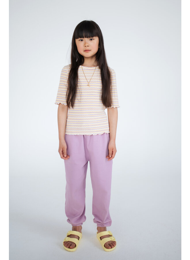 Repose AMS - Slim tee – Fine buff orchid stripe
