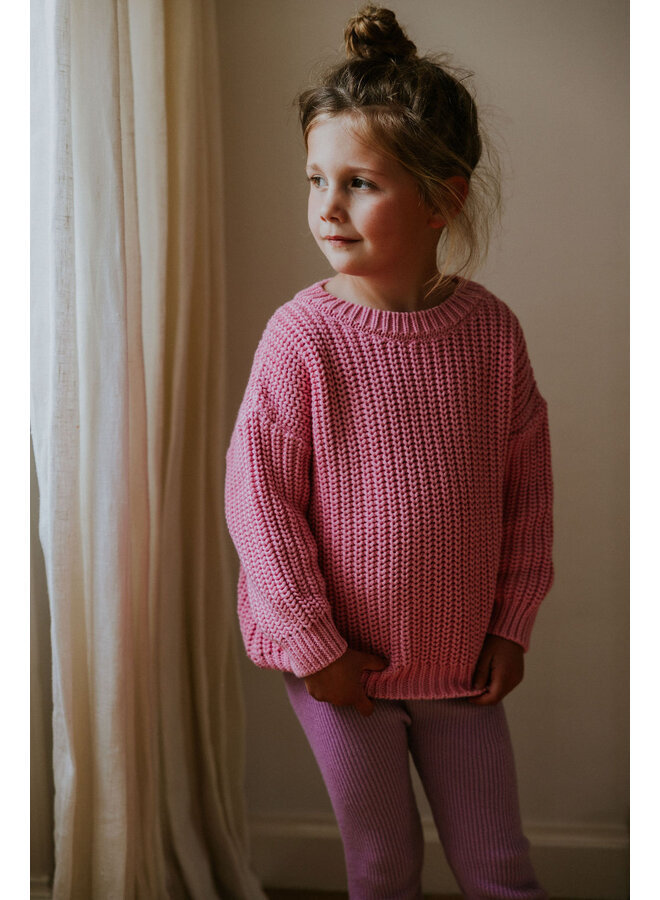 Yuki Kidswear - Chunky knitted sweater – Bubble gum pink