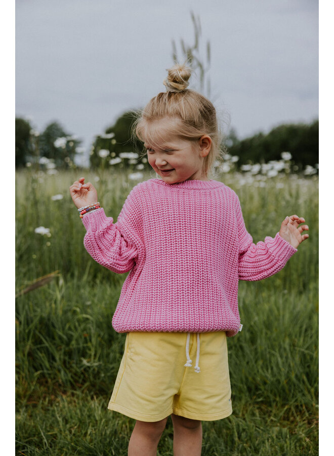 Yuki Kidswear - Chunky knitted sweater – Bubble gum pink