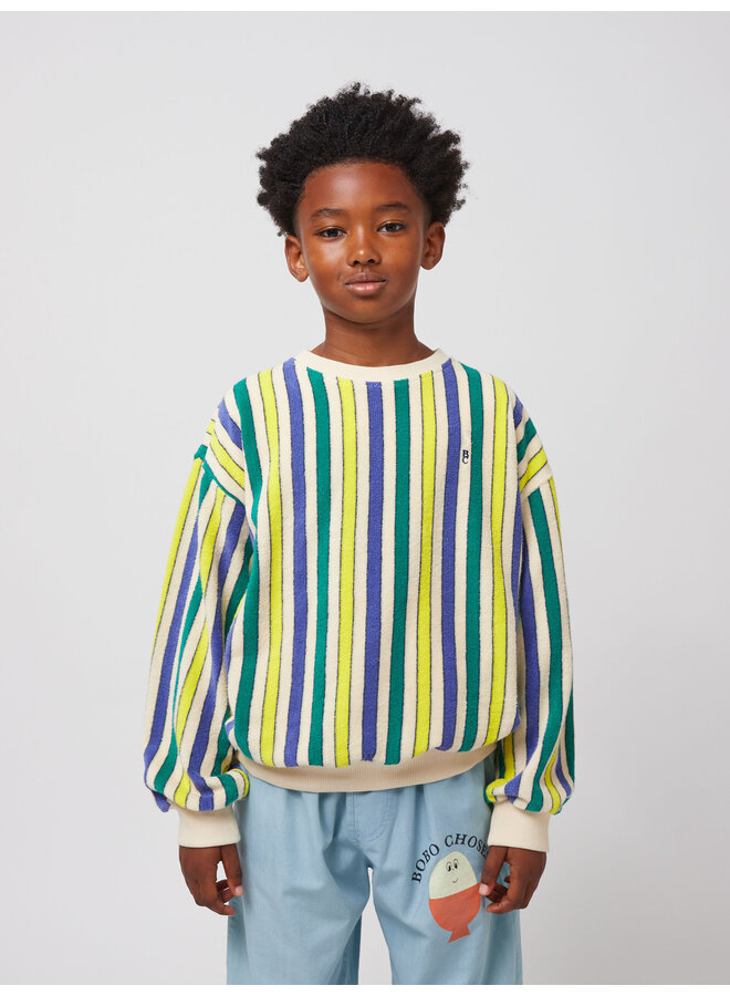 Bobo Choses - Multicolor stripes terry cloth sweatshirt – Offwhite