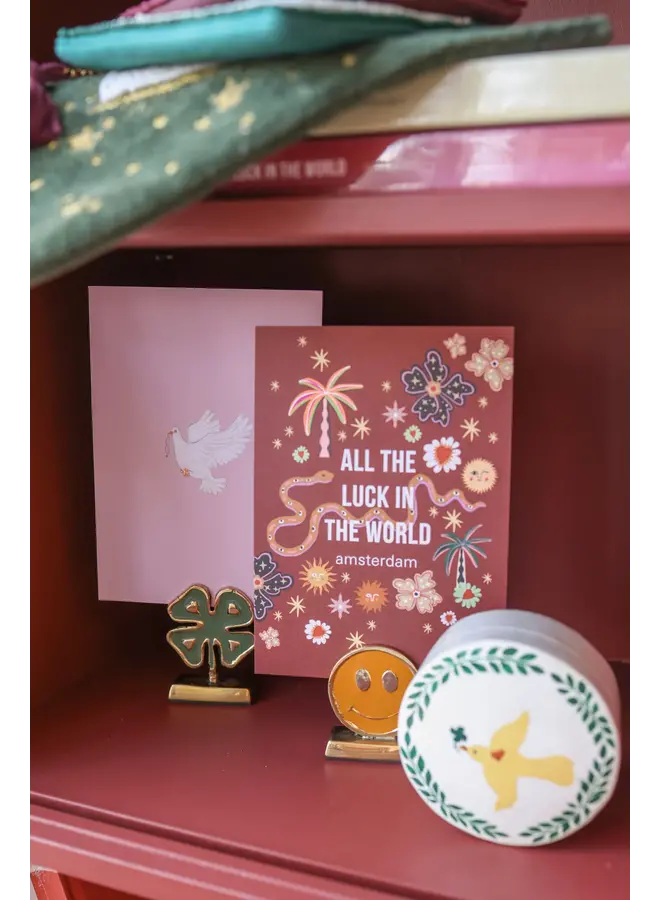 All the Luck in the World - Cardholder brass mini - Lucky clover