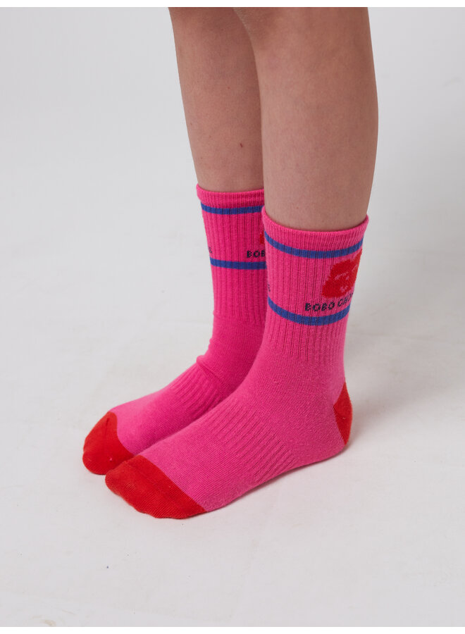 Bobo Choses - Joyful face short socks – Fuchsia