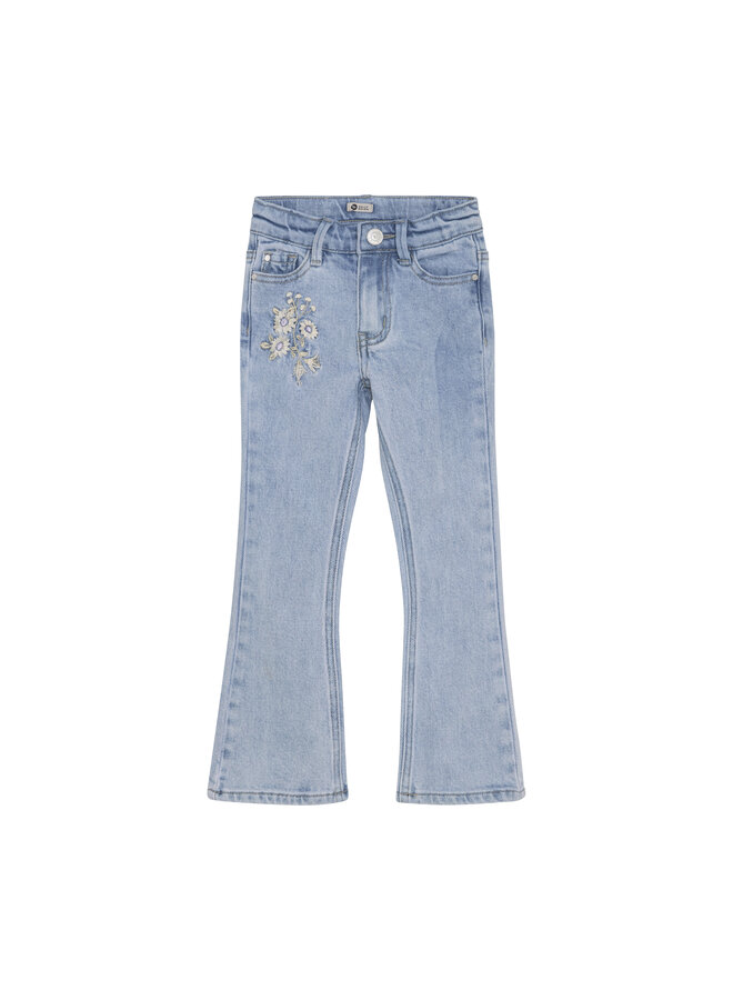 Daily7 - 2400 Flared embroderie jeans - Medium blue