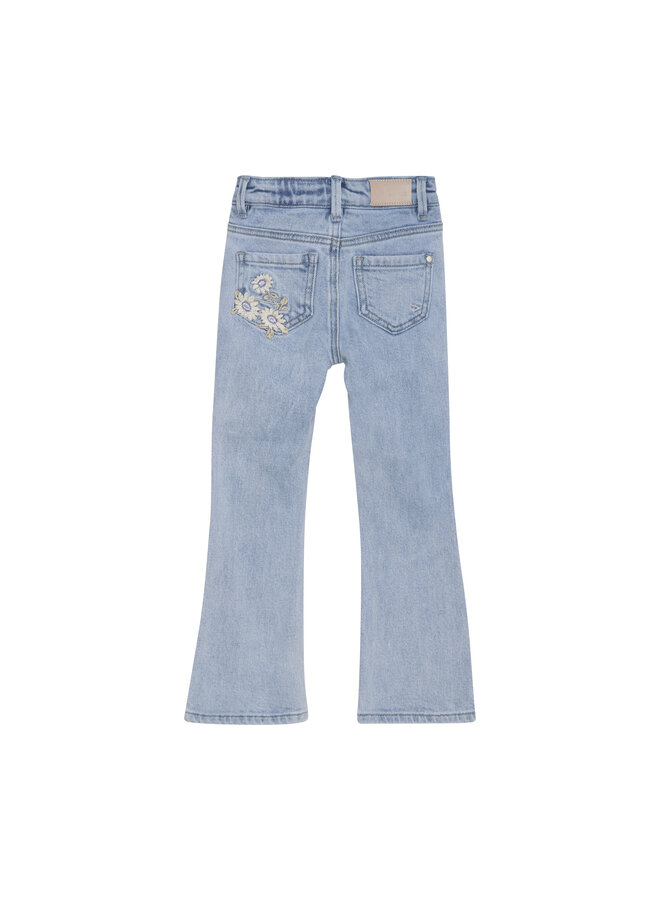 Daily7 - 2400 Flared embroderie jeans - Medium blue
