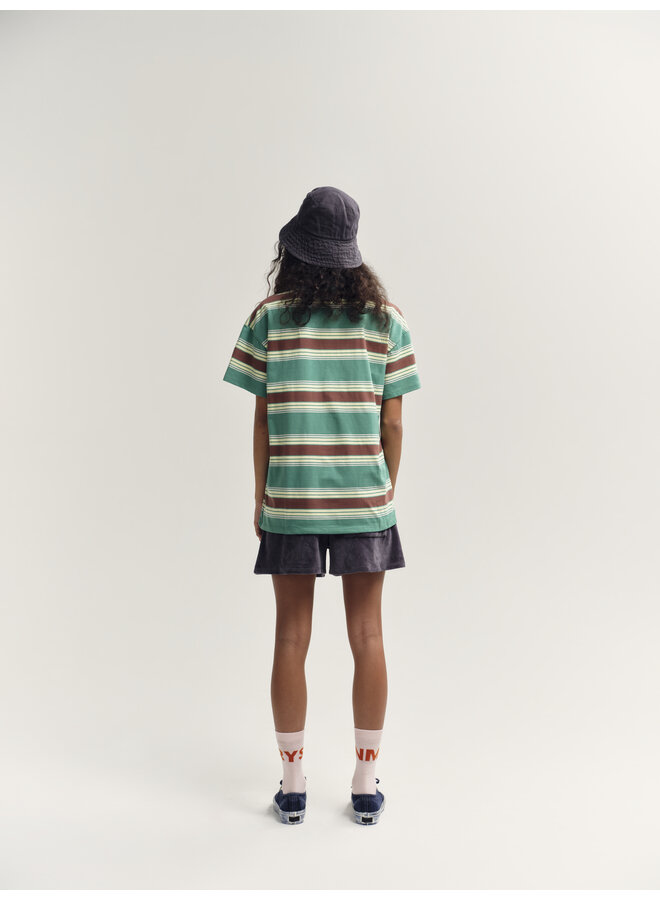 Main Story - Loose tee - Bottle green stripe