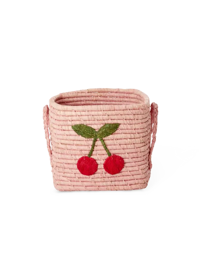 rice - Raffia mand vierkant - Big cherry