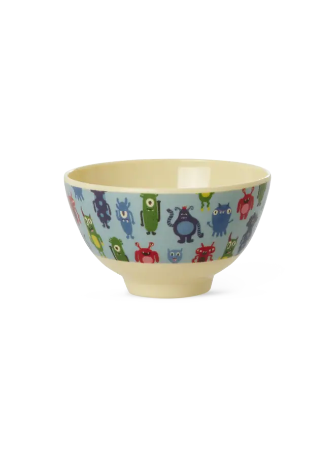 Kleine melamine kom - Zacht blauw monsters print