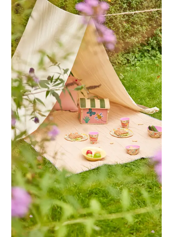 rice - Medium melamine beker - Zacht roze flower power print