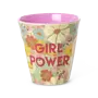 rice - Medium melamine beker - Zacht roze flower power print