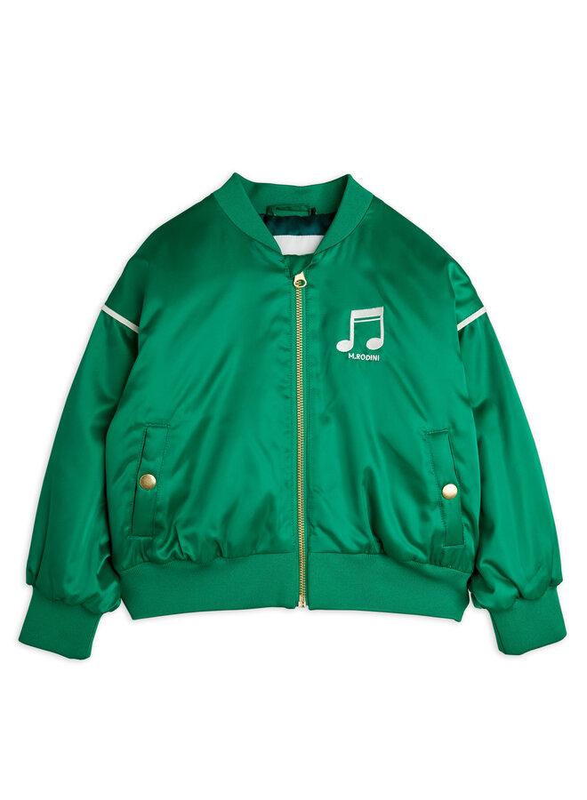Mini Rodini - Note chenille satin baseball jacket - Green