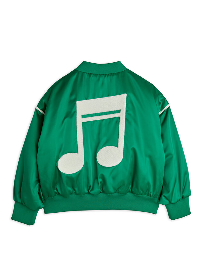 Mini Rodini - Note chenille satin baseball jacket - Green