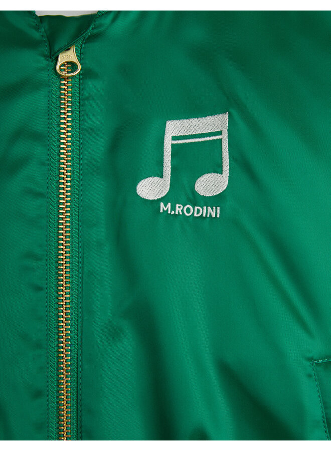 Mini Rodini - Note chenille satin baseball jacket - Green