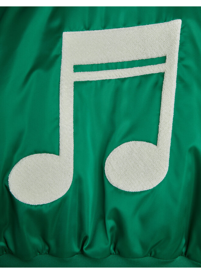Mini Rodini - Note chenille satin baseball jacket - Green