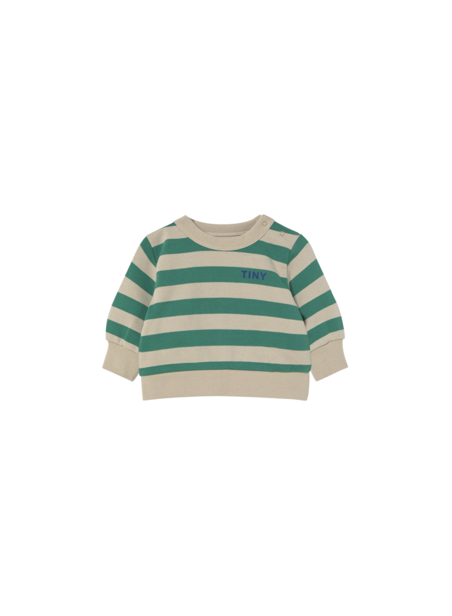 Tiny Cottons - Stripes baby sweatshirt - Dark emerald/Dark vanilla