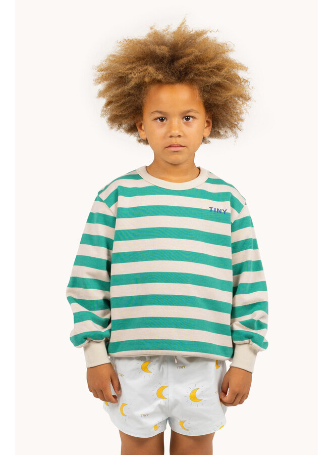 Tiny Cottons - Stripes sweatshirt - Dark emerald/Dark vanilla