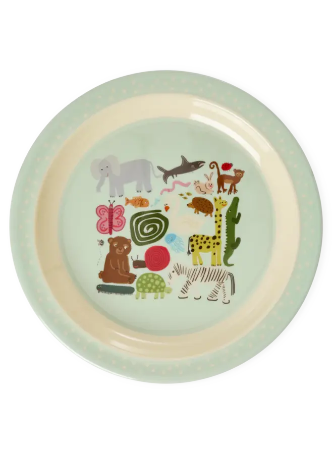 rice - Melamine bord - Mint wild life print