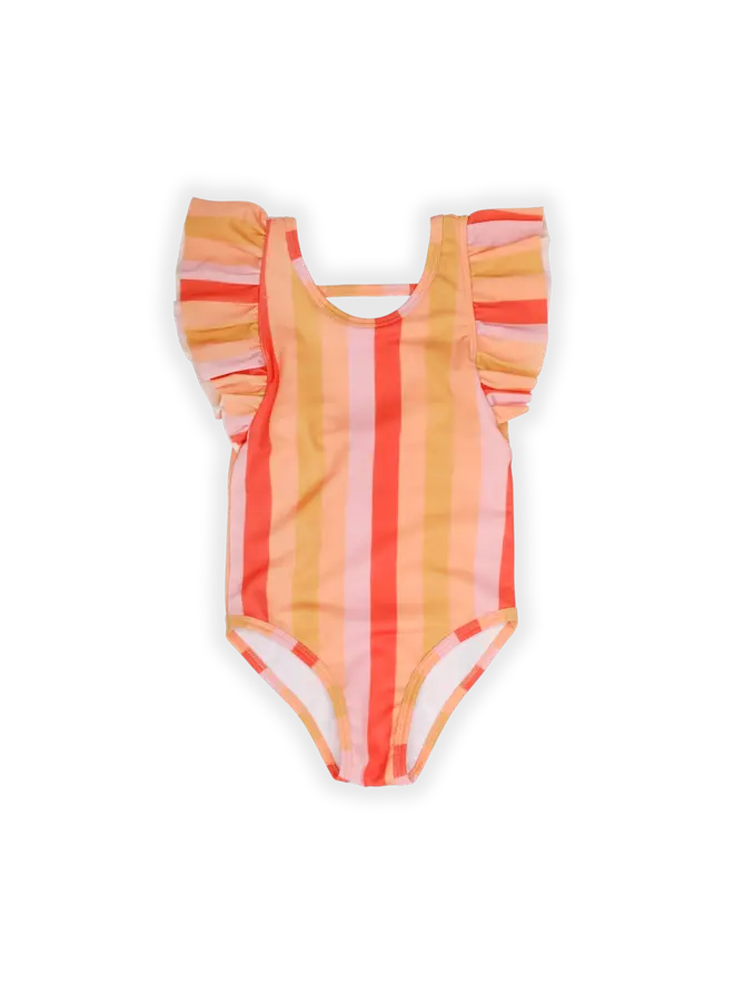 Sproet & Sprout - Ruffle swimsuit stripes - Nectarine