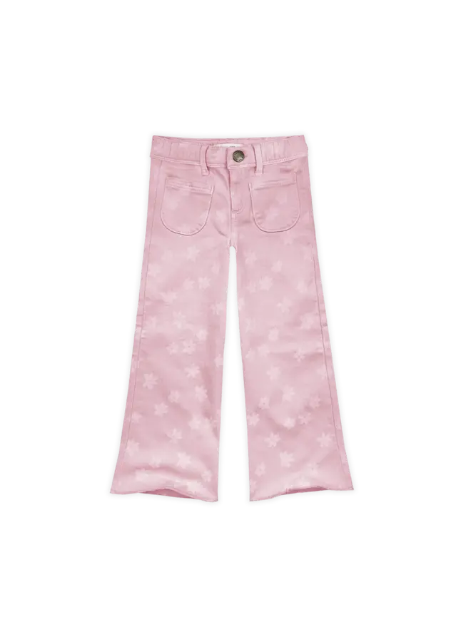 Sproet & Sprout - Flare denim pants daisies print - Summer sorbet