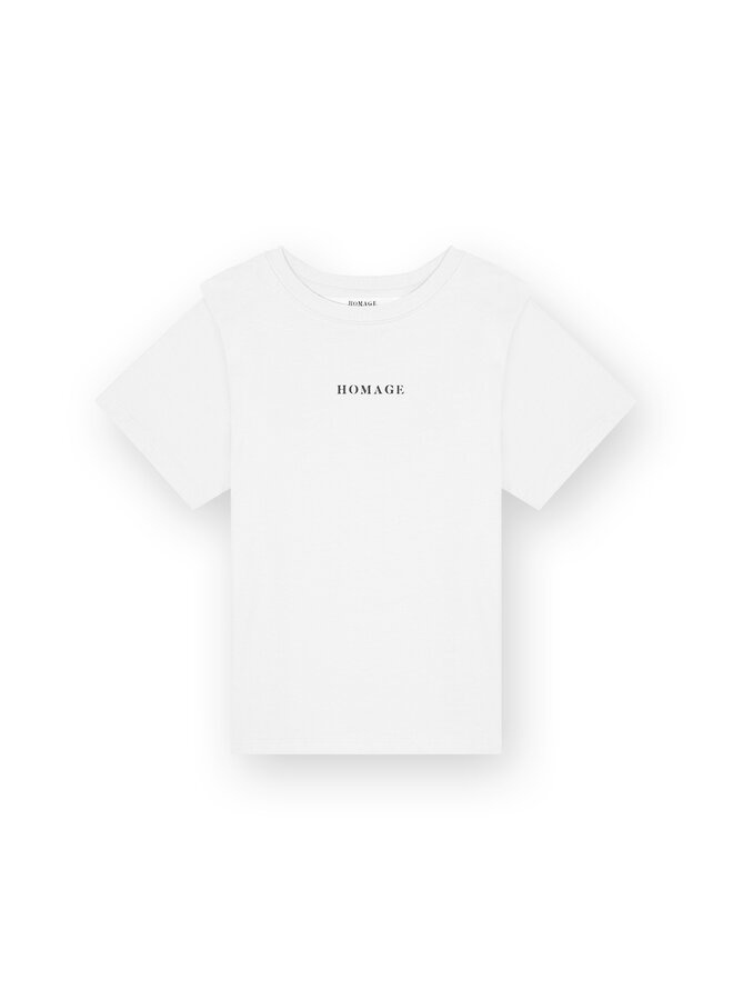 Logo tee with shoulder details - White